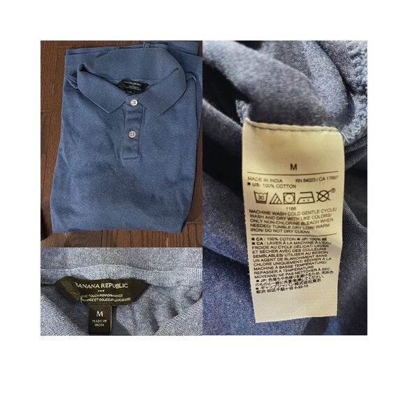 4 Medium Men's Polo Banana Republic Shirts In Off-White, Blue, White and Pattern - Picture 6 of 13